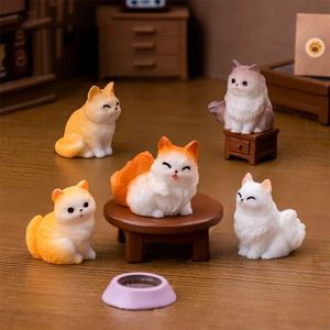 미니 고양이 개 만화 새끼 고양이 마이크로 풍경 인형 집 모델 자동차 인테리어 홈 데스크탑 장식