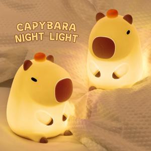 귀여운 Capybara 실리콘 램프 동물 선물 USB 충전식 터치 머리맡 잠자는 빛 어린이 방에 대한 장식 야간 조명