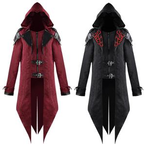 Steampunk 레트로 패치 워크 자켓 COS 의류 고딕 디아블로 의상 코트 코스프레 파티 공연 의상