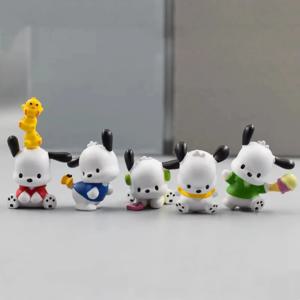 5Pcs 세트 Sanrio 애니메이션 피규어 인형 3-4cm Kawaii Pochacco 멜로디 모델 액세서리 어린이 장난감 선물 액션 피규어 취미 Gif