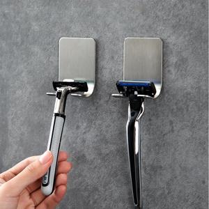 2pcs 면도기 홀더 스테인레스 스틸 남자 면도기 면도기 스탠드 선반 면도기 보관함 욕실 후크 주최자
