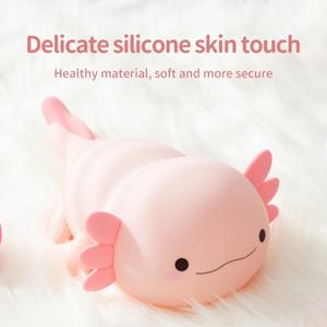 1Axolotl 어린이를위한 야간 조명 2 밝기 실리콘 보육 잠자는 램프 아기 방을위한 휴대용 USB 충전식 침대 옆 램프