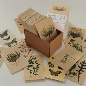 100pcs 빈티지 식물 나비 소재 종이 양면 인쇄 레트로 메모 패드 노트 카드 스크랩북 일기 저널 DIY