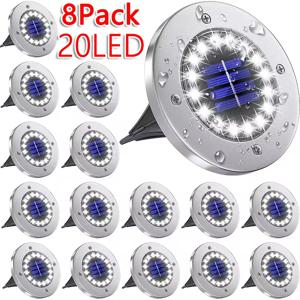 1/4/8Pack 태양 광 조명 야외 8/20LED 디스크 지하 램프 스포트라이트 홈 정원 잔디 마당 장식에 대 한 태양 빛 묻혀