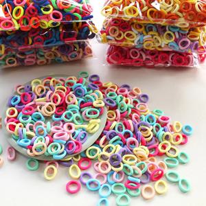 100/300/500Pcs 어린이를위한 헤어 밴드 다채로운 나일론 Scrunchie 헤어 넥타이 고무 밴드 어린이 탄성 리그 소녀 헤어 액세서리
