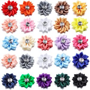DIY 헤어 클립용 다이아몬드 미니 새틴 리본 꽃, 14 포인트 폴리에스터 연꽃 헤드피스, 의류 장식 액세서리, 20 개