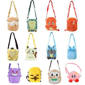 Gengar Mimikyu Snorlax Rowlet Lucario Charmander 플러시 배낭 포켓몬 애니메이션 숄더백 인형 완구