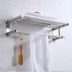 이동식 후크가있는 50cm 수건 걸이 304 스테인레스 스틸 욕실 주방 수건 홀더 홈 호텔 용 벽걸이 형 수건 걸이