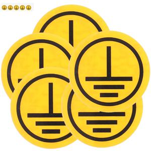 노란색 기호 경고 데칼 행성 지구 장비 안전 표지판 접지 경고 스티커 패널 라벨 전기 접지