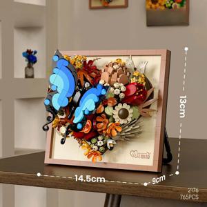 RiceBlcok 765pcs 꽃 꽃다발 빌딩 블록 세트 크리 에이 티브 벽 아트 프레임 워크 크리스마스 선물 홈 탁상 장식
