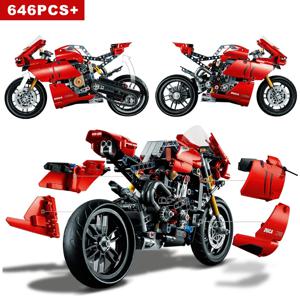 기술 오토바이 Ducatis 레이싱 카 42107 빌딩 블록 세트 모델 오토바이 차량 벽돌 장난감 어린이 크리스마스 선물