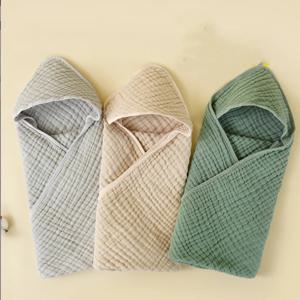 Muslin 아기 배넷저고리 담요 신생아 후드 아기 담요, 부드러운 코튼 보육 담요, 유아 목욕 수건, 아기 랩 물건