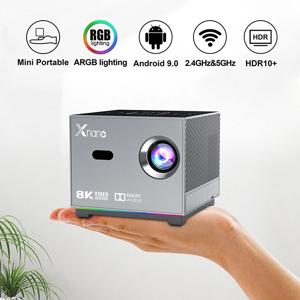 Xnano 미니 휴대용 프로젝터 4K 고화질 풀 HD 1080P 네이티브 X3 안드로이드 빔 비디오 홈 시어터 프로젝터 영화