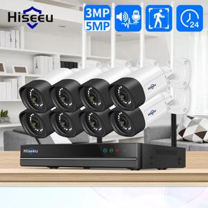 Hiseeu 16CH NVR 3/5MP WIFI IP 카메라 보안 키트 야간 투시경 인간 감지 양방향 오디오 야외 CCTV 감시 시스템 세트