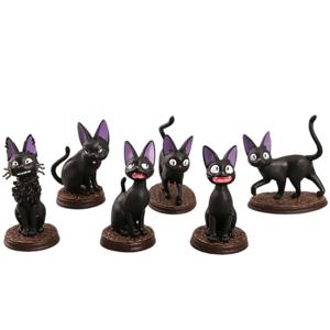 6 개/대 만화 검은 고양이 Jiji Gigi 그림 PVC 액션 장난감 인형 모델 세트 검은 고양이 미야자키 하야오 그림 장난감 어린이 생일 선물