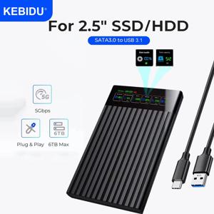 새로운 2.5인치 HDD 케이스 SATA USB3.1 하드 디스크 인클로저, LED 디스플레이, PC용 6Gbps 디스크 스토리지 인클로저