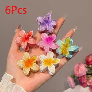 6Pcs 그라디언트 헤어 클립 새로운 꽃 머리 발톱 여성을위한 작은 크기 패션 모자를 쓰고 있죠 머리핀 크랩 자용 헤어 액세서리