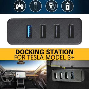Tesla New Highland 글러브 박스 USB 허브 확장 도크 고속 충전 New Model3 자동차 액세서리 용 도킹 스테이션
