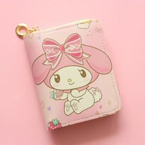 Sanrio 시리즈 만화 지갑 귀여운 카와이 짧은 지퍼 지갑 여성 학생 지갑 카드 가방 작은 신선한 패션 KT 동전 지갑 새로운