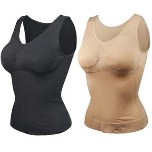 여성 Tummy Control Shapewear 클래식 2-IN-1 패딩 브래지어 고탄력 조끼 바디 셰이퍼 슬림 업 리프트 코르셋 캐미 탱크 탑