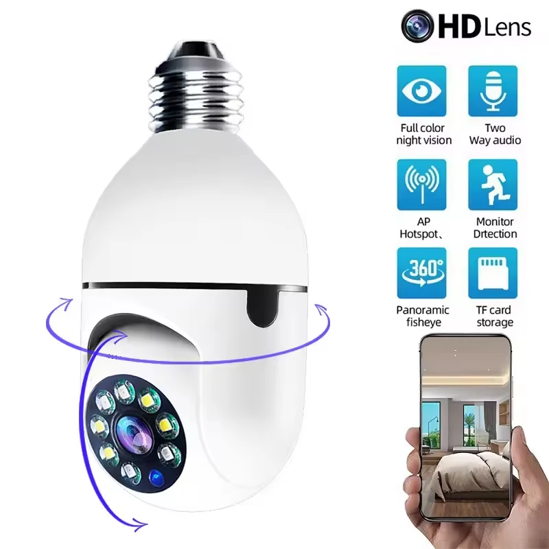 4G WiFi IP 카메라 E27 전구 캠 3MP 무선 베이비 모니터 AI 추적 보안 비디오 감시 애완 동물 캠 SmartLife 실내
