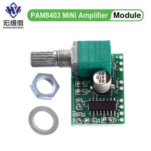 미니 PAM8403 DC 5V 2 채널 USB 디지털 오디오 증폭기 보드 모듈 전위차계가있는 2*3W 볼륨 조절