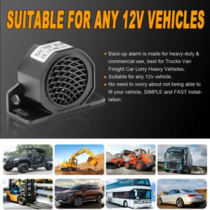 105dB 데시벨 백업 사이렌 비퍼 부저 소리 경고 알람 12V 24V-80V 자동차 트럭 차량 경적 차량 반전 알림