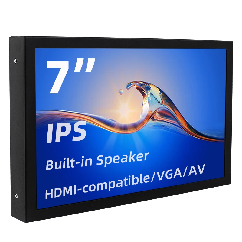 7 인치 휴대용 디스플레이 IPS 1024x600 LCD HDMI 호환 VGA AV 입력 DC 유형 C 전원 입력 PC 노트북 카메라 TV 박스 DVD 화면
