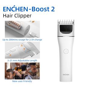 ENCHEN 남성용 헤어 트리머, 전문 헤어 커팅 머신, 무선 이발, 전기 조절식 트리머, Boost 2