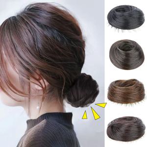 H & STAR 합성 지저분한 롤빵 헤어 피스 스트레이트 Chignon 확장 미니 고무 밴드 헤어 롤빵 Scrunchies 도넛 가발 액세서리