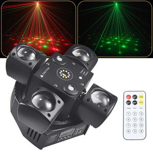 다채로운 48W 미니 디스코 조명 4 팔 이동 헤드 DJ 빛 DMX512 LED 빔 스트로브 효과 RGBW 파티 나이트 클럽 바 무대 조명