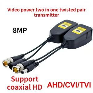 1 쌍 BNC-RJ45 패시브 비디오 전원 + CCTV 카메라 용 오디오 발룬 트랜시버 8MP CVBS AHD CVI TVI UTP 발룬