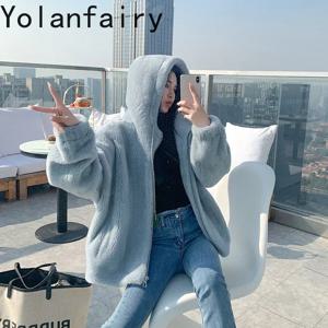 여성용 100% 양모 모피 코트, 2024 양 전단 재킷, 후드 모피 코트, 겨울 신상