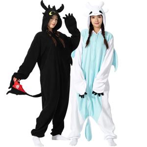 Kigurumi Onesie 만화 성인 여성을위한 이빨없는 잠옷 남성 동물 잠옷 Homewear 할로윈 코스프레 파티 의상