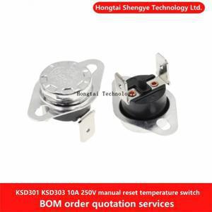 KSD301/303 40/80/85/90/95/100/105/110C-160 학위 수동 재설정 온도 조절기 정상 폐쇄 온도 제어 센서 스위치