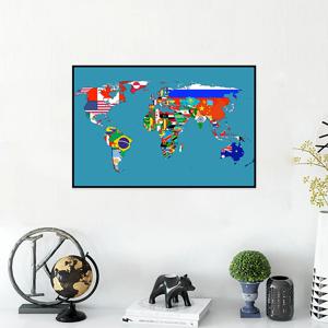 세계지도 59x42cm 클래식 에디션 작은 스프레이 캔버스 포스터는 학교 교실 사무용품을위한 배경을 인쇄합니다.