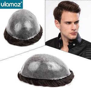 남성 모세관 보철 감지할 수 없는 피부 PU Toupee 가발 남자 헤어 패치 남성용 마이크로 스킨 헤어 시스템 주입 가발 인간의 머리카락