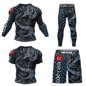 Cody Men Grappling Wear With Print Jiu jitsu No Gi Bjj Rashguard 운동 폴리 에스터 스포츠웨어 MMA 러닝 체육관 의류