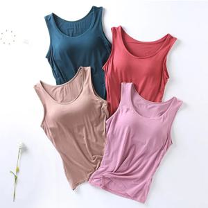S-4XL 브래지어 패딩 잠옷 셔츠 민소매 조끼 여름 원피스 잠옷 여성 Bottoming Night Wear Tops 외부 티셔츠