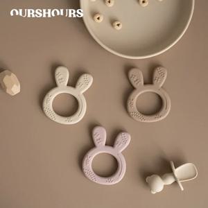 아기를위한 부드러운 실리콘 Teethers 만화 토끼 모양 감각 젖니가 남 장난감 BPA 무료 유아 씹는 어금니 장난감 아기 액세서리