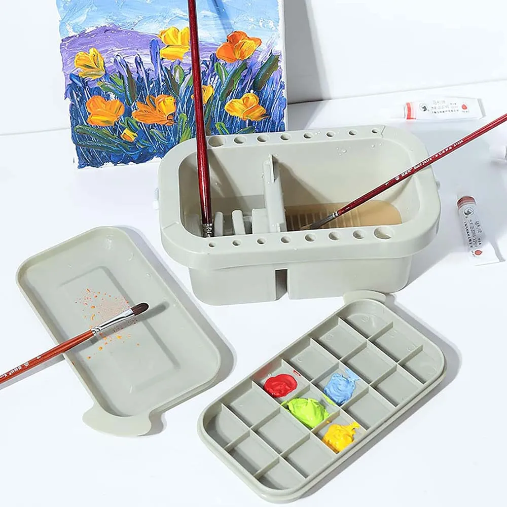 1PC 3-in-one 다기능 펜 워시 케이스, 컬러 팔레트, 페인트 상자, 사용하기 쉬운 미술 도구 세트로 사용할 수 있습니다.