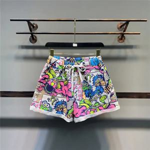 패션 인쇄 반바지 여름 새로운 탄성 허리 레이싱 느슨한 모든 경기 넓은 다리 핫 바지 스트리트 캐주얼 트렌드 여성 의류
