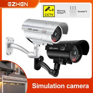 홈 야외 실내에 대 한 깜박이는 빨간색 LED 총알 모양의 방수 보안 CCTV 감시 카메라와 1PC 가짜 더미 카메라