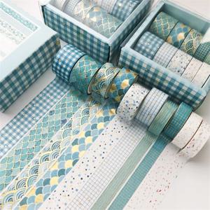 금박 Washi 테이프 10 롤 Washitape 스티커 Adesiva Decorativa 테이프 귀여운 그리드 Washitapes 마스킹 테이프 스크랩북 용품