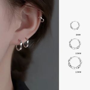 925 스털링 실버 기하학 파도 Mobius 후프 귀걸이 여성을위한 파인 쥬얼리 알레르기 미니멀리스트 액세서리