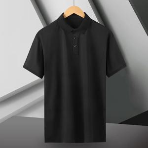 여름 아이스 실크 폴로 셔츠, 하이엔드 티셔츠, 단색, 반팔, 비 마킹, 캐주얼 옷깃, 비즈니스 얇은 남성복, 신상