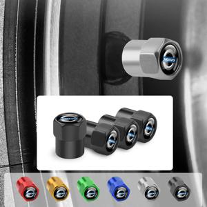 4pcs 자동차 배지 휠 타이어 밸브 스템 캡 커버 볼보 R 디자인 Xc60 V60 S60 V40 V50 S40 S80 C30 Xc40 Xc70 용 자동차 액세서리