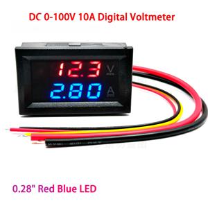 DC 0-100V 10A 디지털 전압계 전류계 듀얼 디스플레이 전압 검출기 전류 측정기 패널 앰프 전압 게이지 0.28 