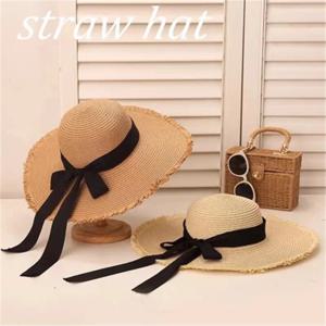 나비 매듭과 술이있는 여성을위한 패션 여름 밀짚 모자 야외 태양 모자 와이드 브림 UVProtection Beach Cap Gorras