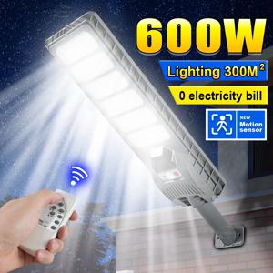 최신 600W LED 야외 태양 조명 모션 센서 벽 외부 태양 램프 방수 햇빛 전원 거리 정원 조명